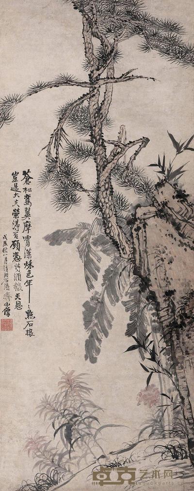 石涛 （传） 苍松秋色   立轴 173×69cm