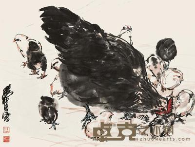 黄胄 群鸡 镜心 51×66cm