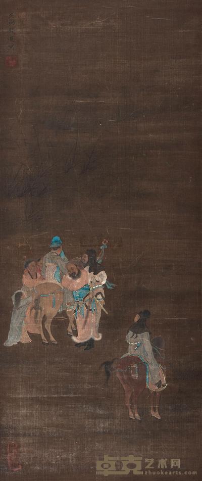 钱选 (款) 胡人相马图 立轴 80×33cm