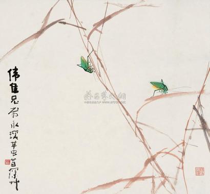 杨善深 芦塘草虫 立轴