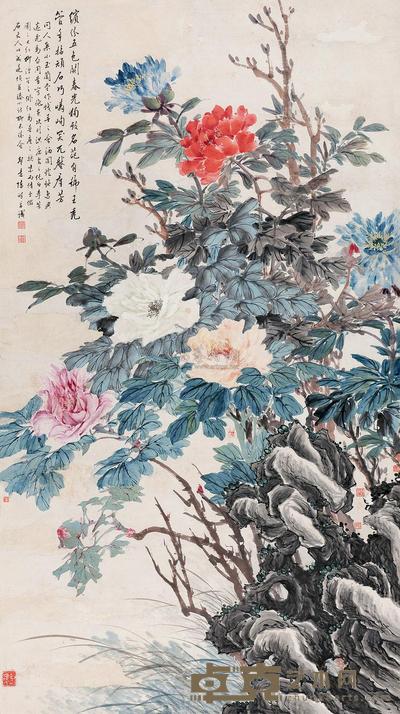 陈声远 国色天香 立轴 143×79cm