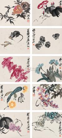 齐白石 （款） 花卉鸟虫册 册页