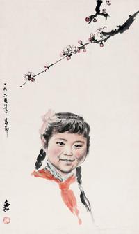 蒋兆和 1965年作 少先队员 立轴