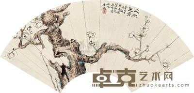 金城 1923年作 冰肌玉骨 扇面 19×53cm