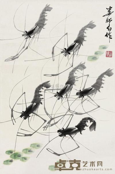 娄师白 墨虾 立轴 68×45cm