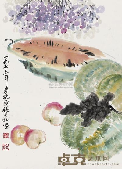 张大壮 1973年作 蔬果图 镜心 65×45cm