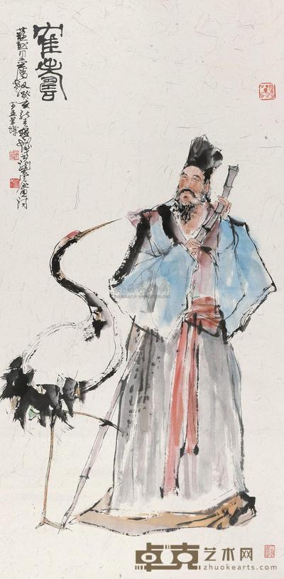 程十发 1983年作 鹤寿 立轴 135×67cm