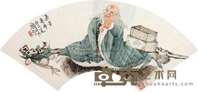 钱向明 无量寿佛 扇面 18×50cm