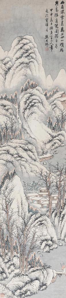 杨采 幽居深雪 立轴