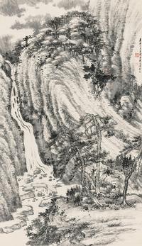 杨元溥 1935年作 古木清泉 立轴