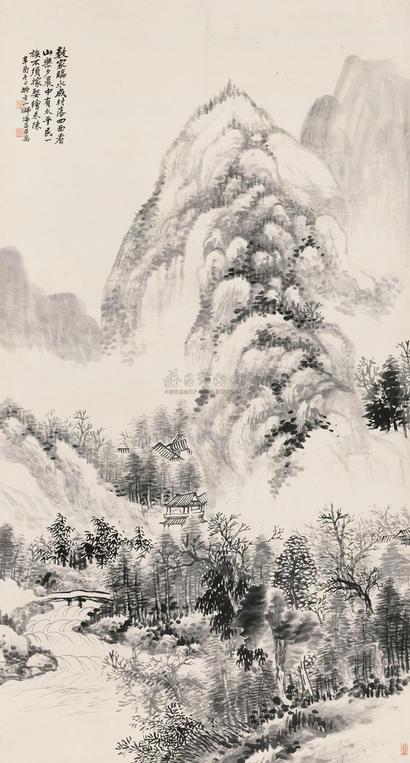吕万 1921年作 松涧泉韵 立轴