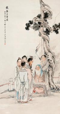 沈心海 1909年作 鼓瑟三乐图 立轴