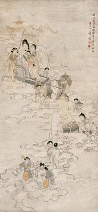 黄山寿 1886年作 送子图 立轴