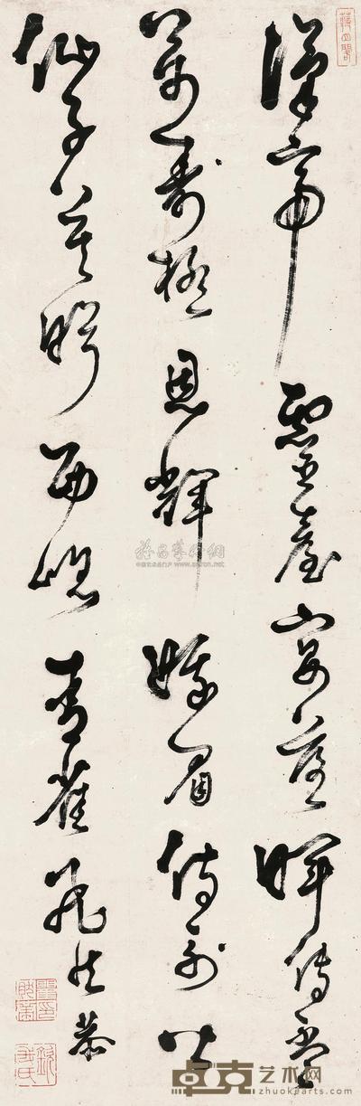 瞿然恭 草书七言诗 立轴 131×43cm