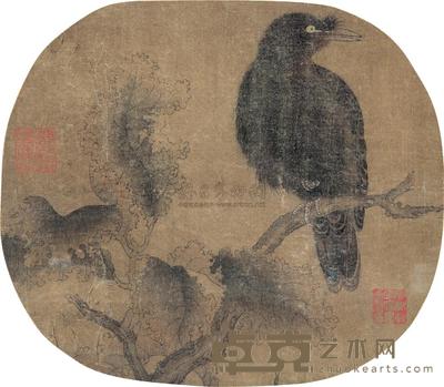 佚名 折枝八哥 镜心 22×25cm