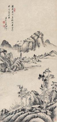 王宸 1790年作 仿元人笔意山水 立轴