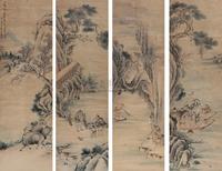黄彦标 山水人物  四屏