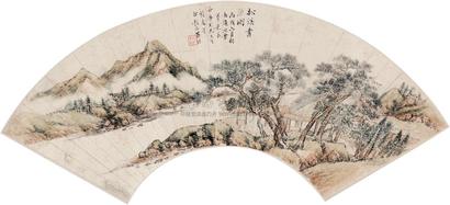 黄均（古） 1826年作 松溪书屋图 扇面