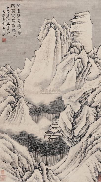 方士庶 1750年作 古木寒山图 立轴