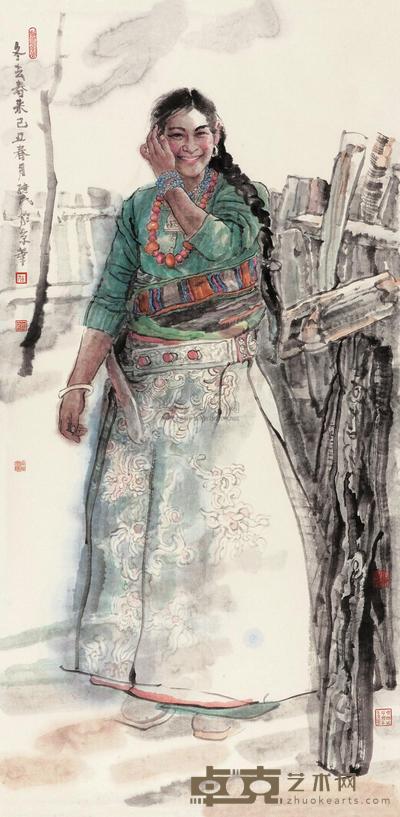 任继民 2009年作 冬去春来 镜心 136×68cm
