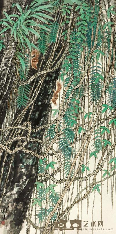 方楚雄 2005年作 寂静山林 镜心 138×70cm