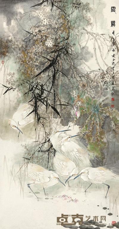 史玉 2008年作 雪鹭 镜心 182×94cm