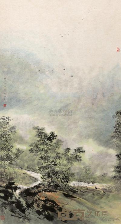 梁中力 2009年作 晨雾 镜心 152×81cm