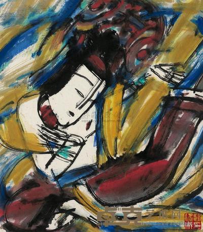 赵绪成 飞天 镜框 41×36cm