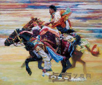 赵希玮 2005年作 高原赛马 118×140cm