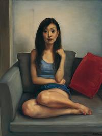 庞茂琨 2002年作 沙发上的小蔚