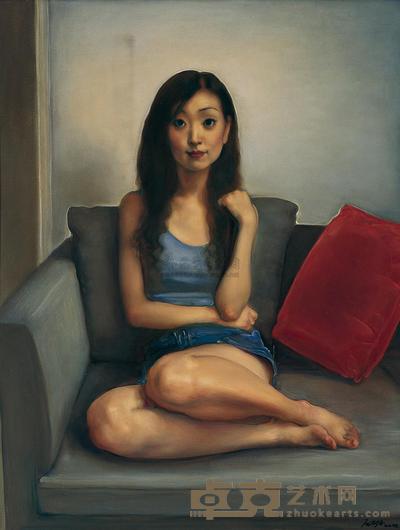 庞茂琨 2002年作 沙发上的小蔚 116×91cm