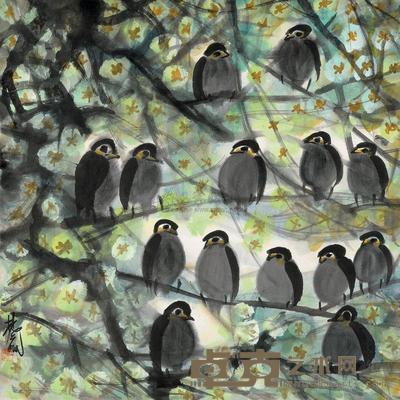 林风眠 枝头繁鹊 70×70cm