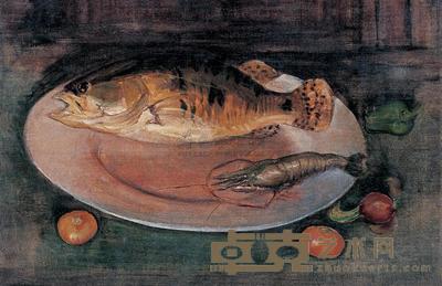 李铁夫 静物（鱼蔬） 62×96cm
