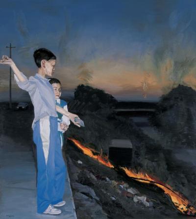 刘小东 1998年作 烧野火