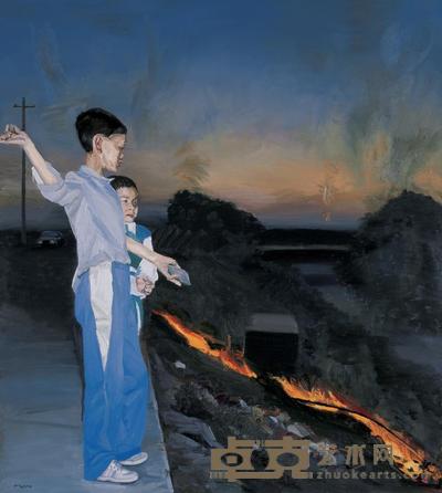 刘小东 1998年作 烧野火 152×136cm