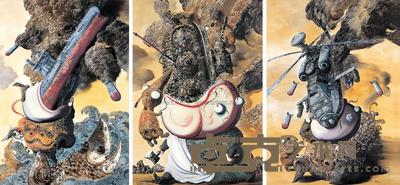 陈流 2008年作 三军之猎杀系列 200×140cm×3
