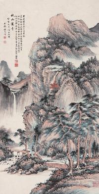 黄君璧 1923年作 秋山萧寺 立轴