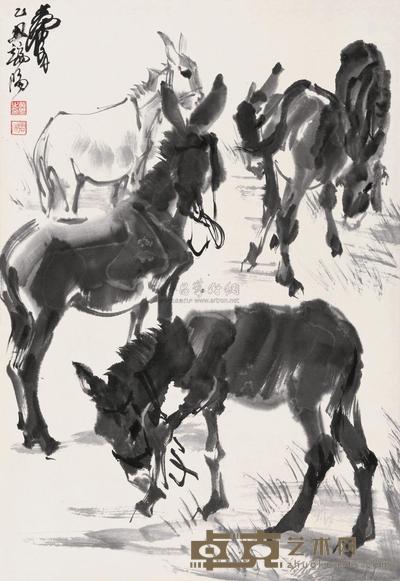 黄胄 1985年作 墨驴图 镜心 68×47cm