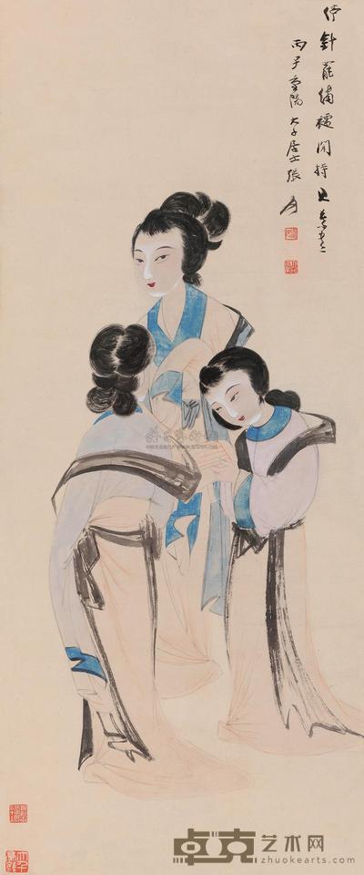 张大千 1936年作 女史图 立轴 128×53cm
