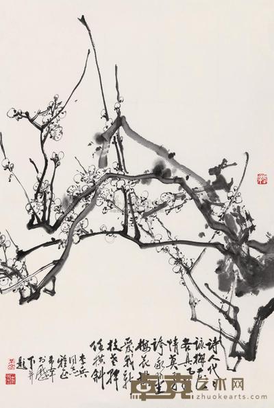 于希宁 白梅 镜心 68×45cm
