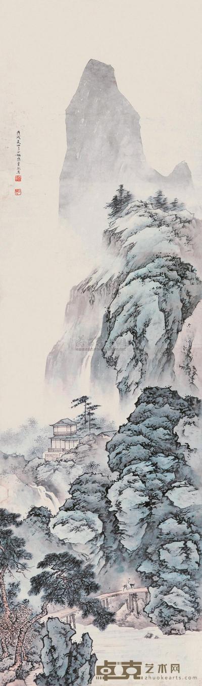 陈少梅 1946年作 溪山行径 镜心 141×41cm