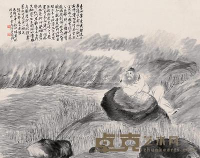 陈半丁 1908年作 钟馗进士读书图 立轴 50×64cm