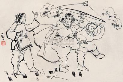程十发 智取威虎山 立轴