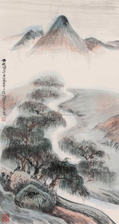 程十发 烟雨江南 立轴
