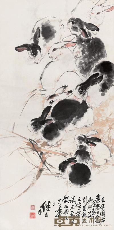 刘继卣 学习大寨精神 立轴 138×68cm