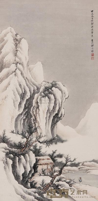 郭传璋 1934年作 夜暮归舍 立轴 78×38cm