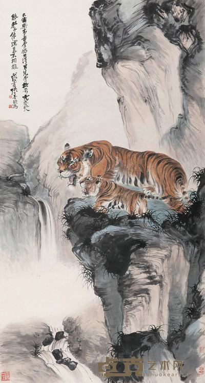 张善孖 1928年作 母子情深 立轴 148×79cm