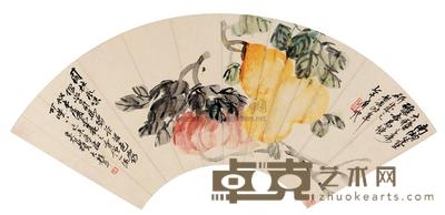 吴昌硕 1919年作 园林风味 扇面 19×55cm