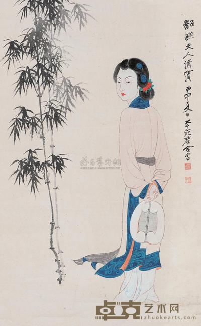 张大千 1944年作 仕女 立轴 77×48cm