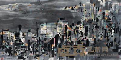吴冠中 1991年作 夜香港 镜心 69×138cm